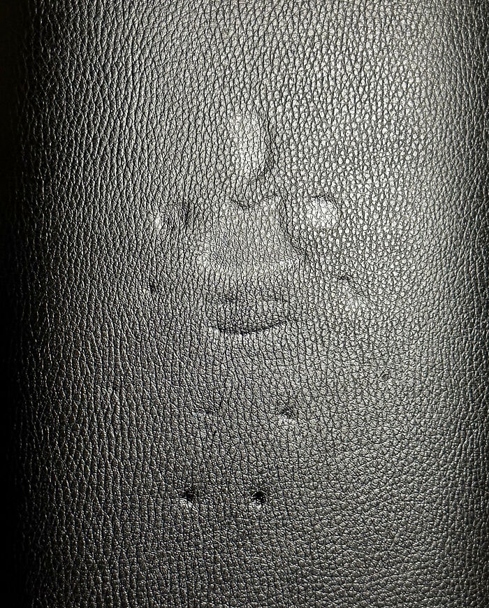 My Son Left His New Stretchy Action Figure On The Arm Of The Couch For About An Hour. When He Picked It Up, It Had Left This Mark. That Was 2 Days Ago, I Think It’s Permanent