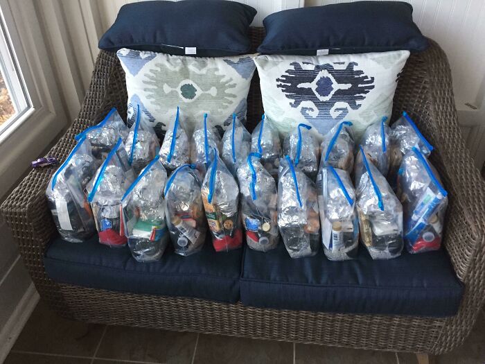 Our Thanksgiving Tradition. My Son And I Put Together Little Care Packages To Share With Whoever Might Need Them When We Go To The City On Black Friday