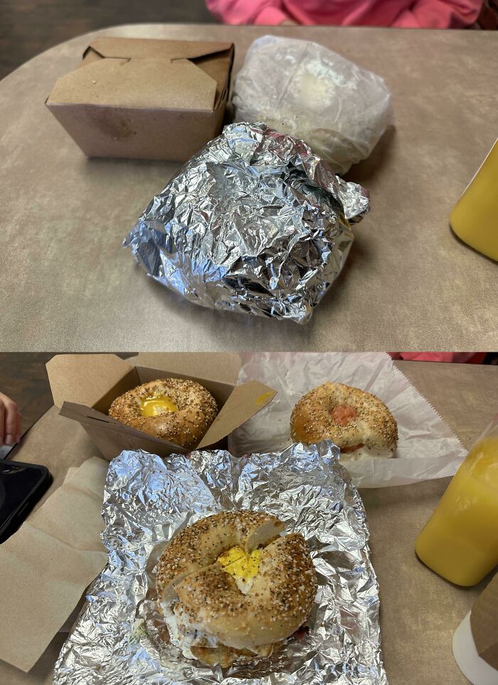 Got Three Breakfast Sandwiches And They Were All Packaged Differently