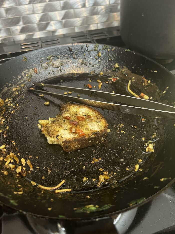 Fry Some Bread In The Residual Oil From Making Aglio E Olio