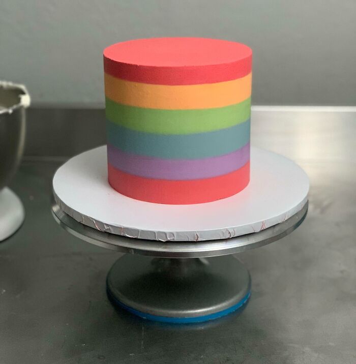 My First Striped Cake. Pineapple Cake With Elderflower Buttercream