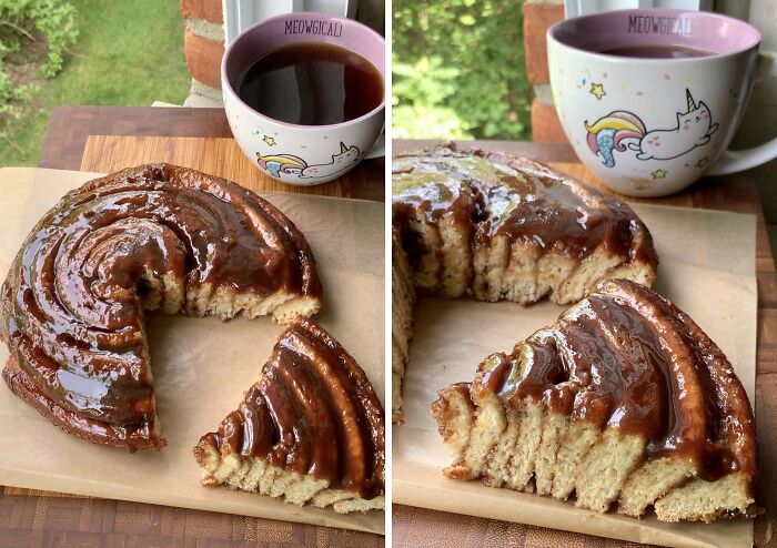 Upside-Down Banana Bread Cinnamon Roll "Cake"