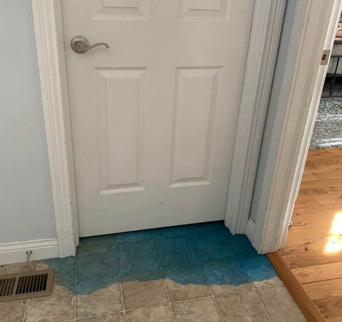 The Soap Jug Fell To The Floor In The Laundry Room