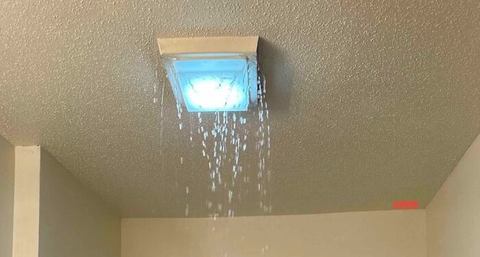 It’s Raining Inside. Washing Machine Drain Hose Detached Somehow And Flooded Both Bathrooms