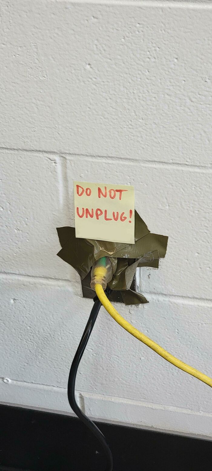 The Critical Extension Cord That Runs The Main Office Internet At My Job