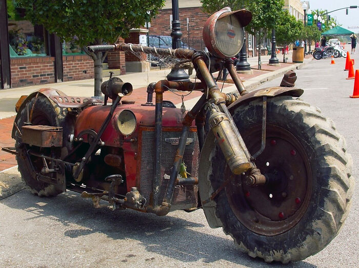 Motorcycle Built From An Old Tractor
