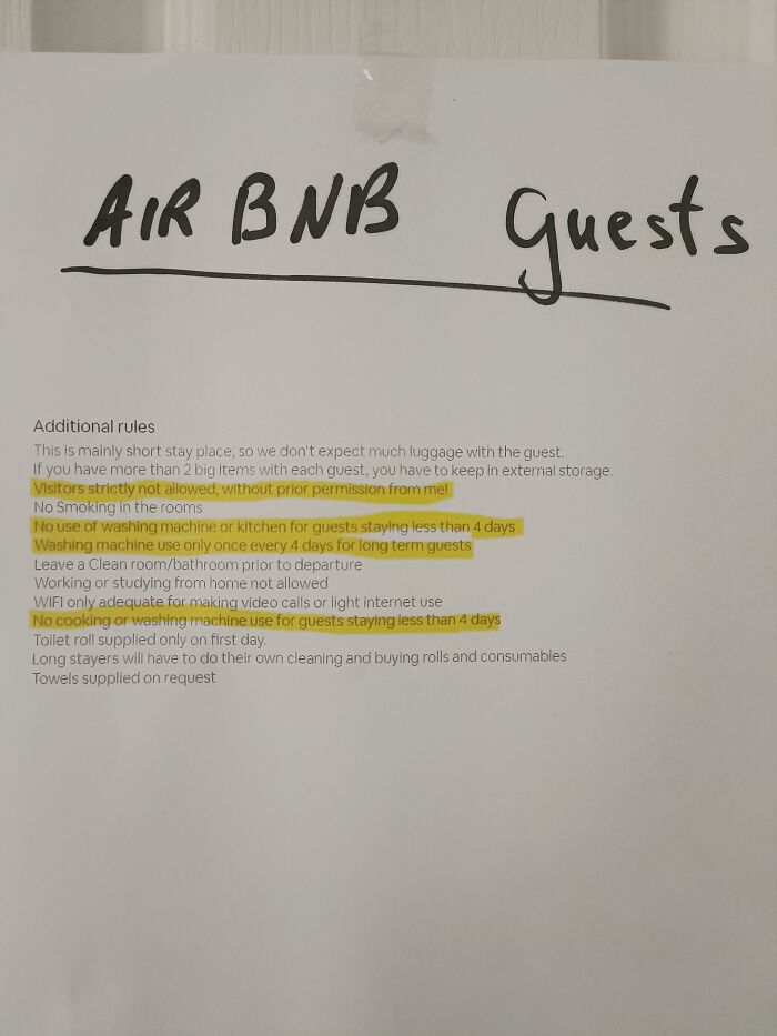 Notice To Airbnb Guests