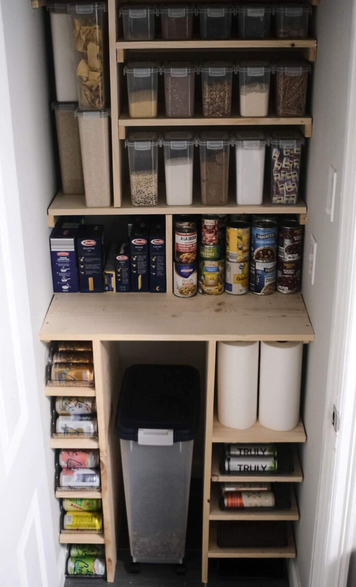 I Built Some Shelves This Weekend In My Previously Empty Pantry. This Was Only My Second Time Wood Working So I'm Pretty Happy With The Result Despite Some Missteps