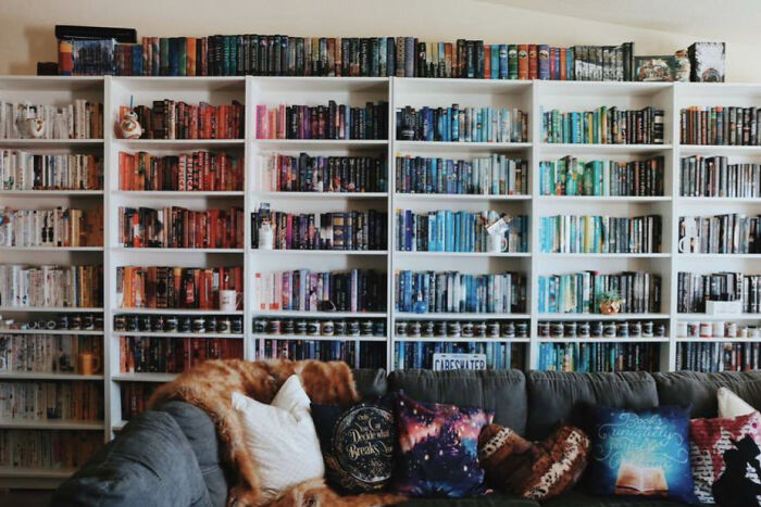 My Cousin's Bookcase Is Beautifully Organized