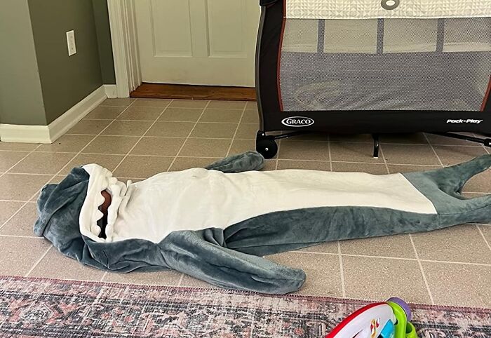 "Snuggle Into The Jaws Of Comfort With The Shark Blanket Onesie - There's Nothing Fishy About This Cozy Wrap