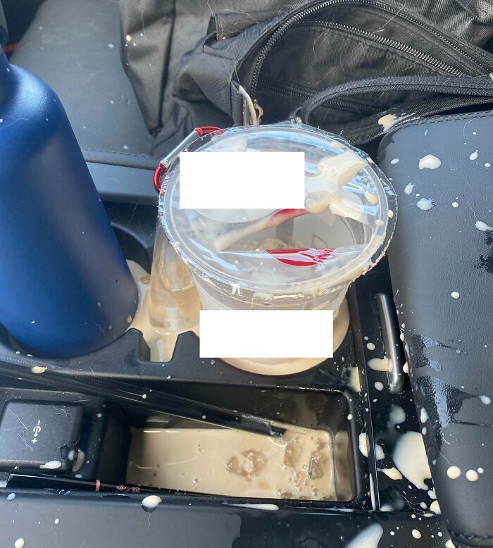 My Dog Launched Her Foot Off My Unopened Drink On Her Way Out The Car