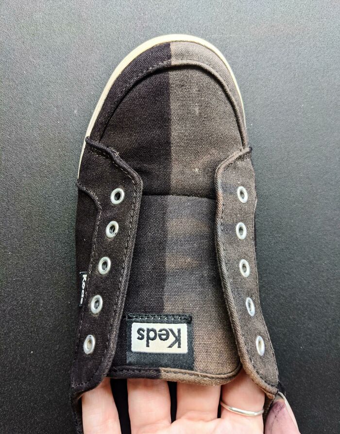 A New Pair Of Shoes Wasn't In The Budget, But A Black Sharpie Was (Left- Sharpie, Right- Sun Faded Black)