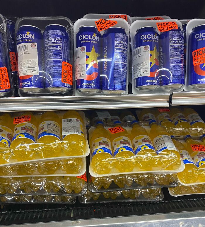 Plastic-Wrapped Drinks At My Local Grocery Store
