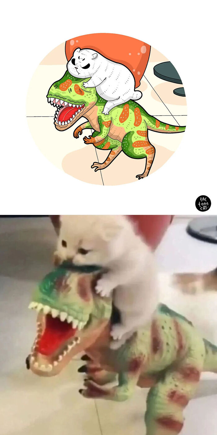 68 Of The Funniest Internet-Famous Cat Pics Get Illustrated By Tactooncat (New Pics)