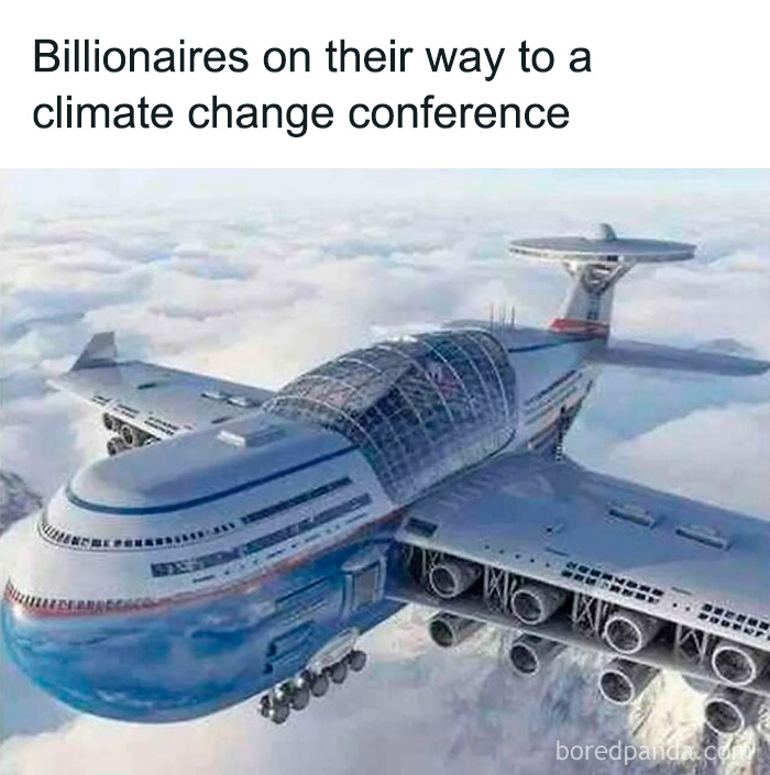 Hilarious and confusing airplane design with multiple engines flying above clouds, showcasing unsettling pics from I Would Prefer Not To.