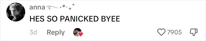 Daniel Radcliffe comment screenshot with text “HES SO PANICKED BYEE” and heart icon. Daniel Radcliffe comment screenshot with text “HES SO PANICKED BYEE” and heart icon.