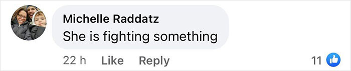 User comment saying, "She is fighting something," on post about woman with modified look.