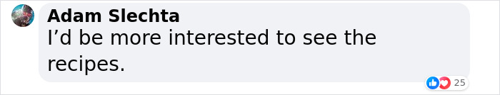 Comment saying they're interested in recipes related to Titanic menu.