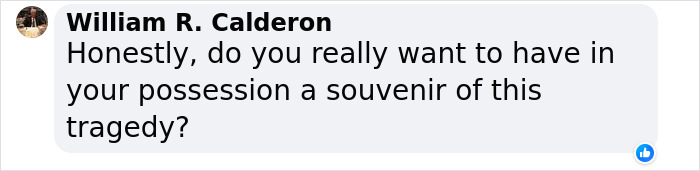 Comment questioning the possession of a recovered Titanic first-class menu.