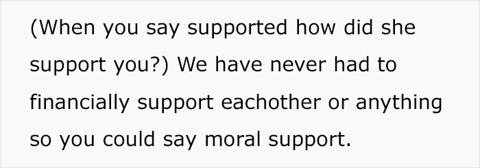 Text on a white background discussing moral support and financial support between partners in a relationship.