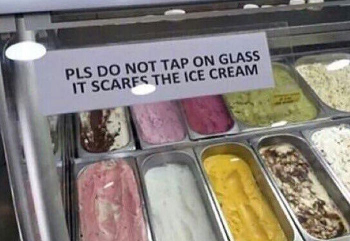 Por favor, no tocar el cristal, asusta a los helados
