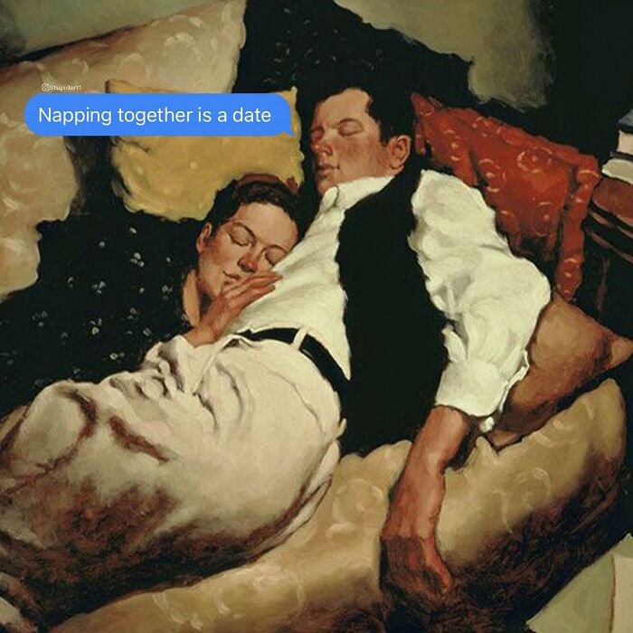 Old Painting With Modern Text Messages