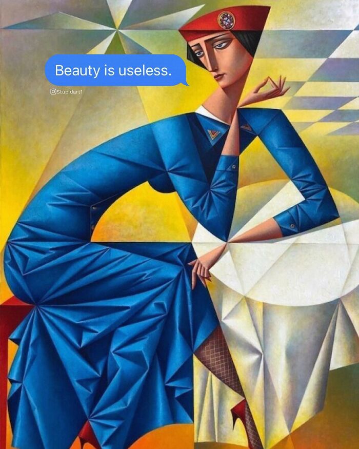 Old Painting With Modern Text Messages