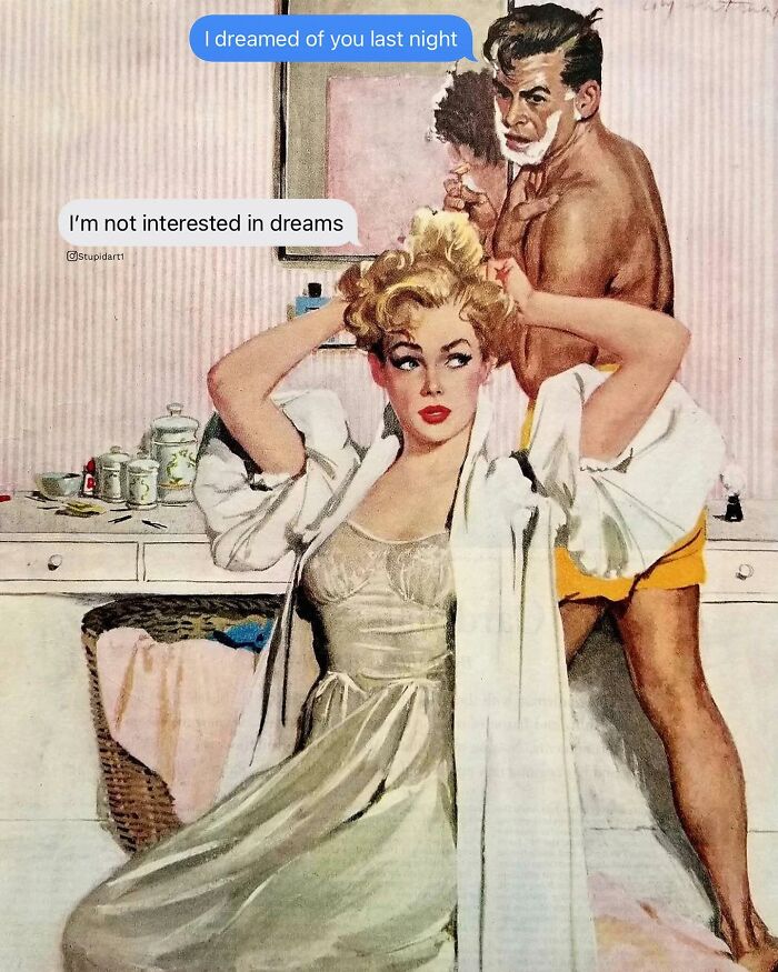 Old Painting With Modern Text Messages