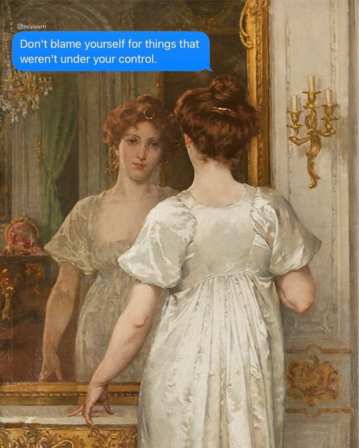 Old Painting With Modern Text Messages