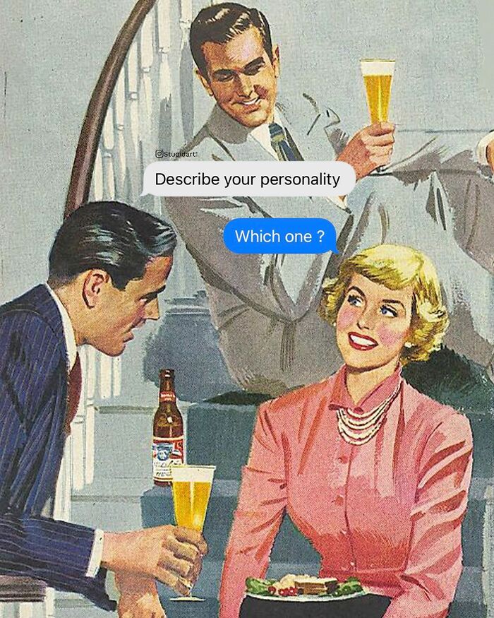 Old Painting With Modern Text Messages