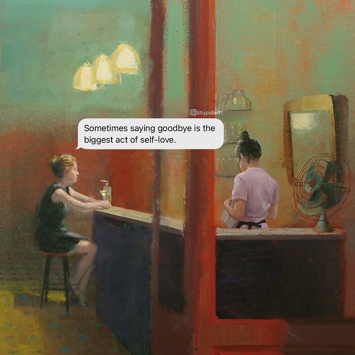 Old Painting With Modern Text Messages