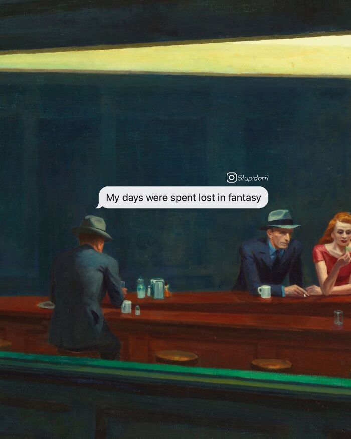 Old Painting With Modern Text Messages