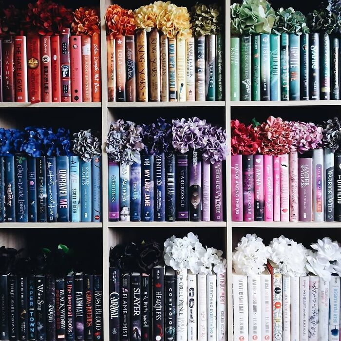 I Find Myself Changing My Shelves Once Every Few Months, Because It's Just Such A Satisfying Task For Me. But I Always End Up Keeping This Set Of Rainbow Shelves