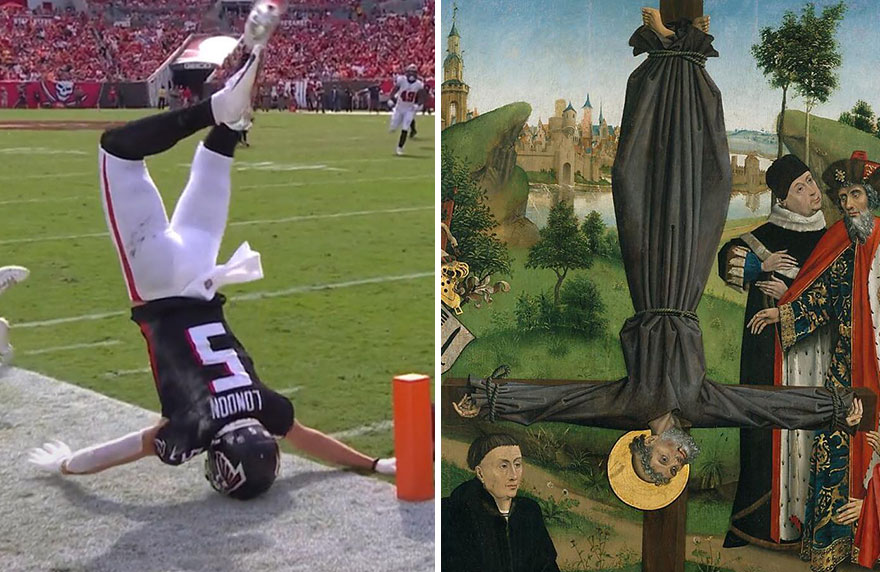 "The Crucifixion Of Saint Peter With A Donor" By Northern French Painter, 1450s