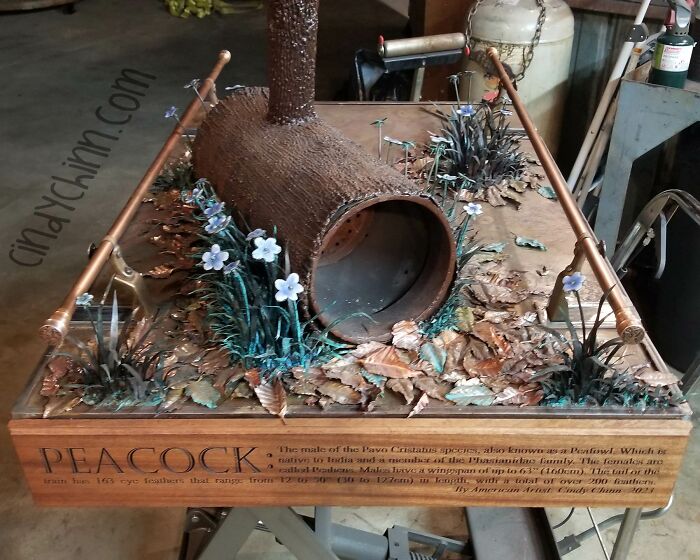 I Spent A Year Making This Life-Sized Peacock Sculpture One Feather At A Time