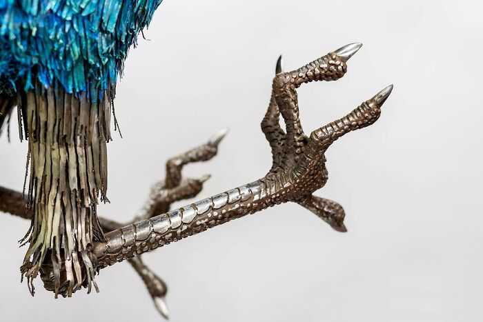I Spent A Year Making This Life-Sized Peacock Sculpture One Feather At A Time