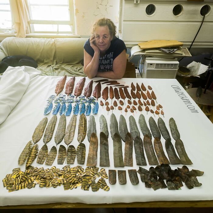 I Spent A Year Making This Life-Sized Peacock Sculpture One Feather At A Time