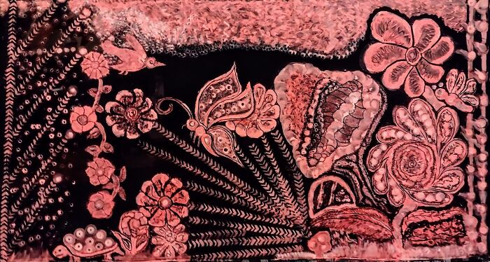 Practiced Painting Using Liquid Chalk On A Repurposed 60" TV Screen And Now My Result Needs A Frame With A Backboard