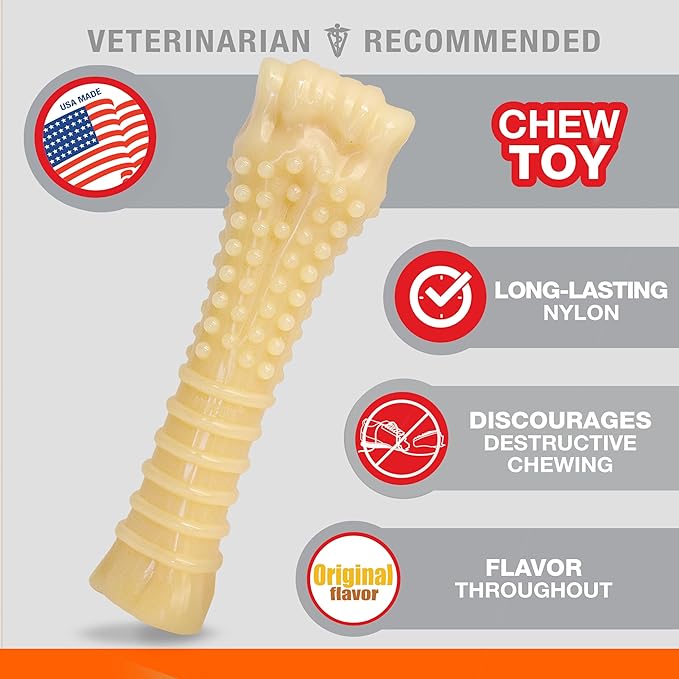 Chew toy for dogs, veterinarian recommended, made of long-lasting nylon, discourages destructive chewing, original flavor. Chew toy for dogs, veterinarian recommended, made of long-lasting nylon, discourages destructive chewing, original flavor.