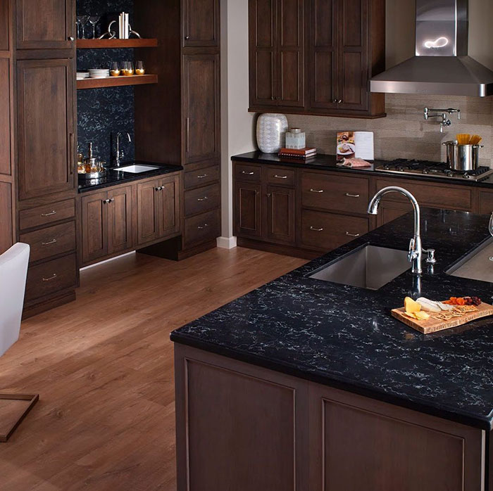 Photo of kitchen with wooden interior.