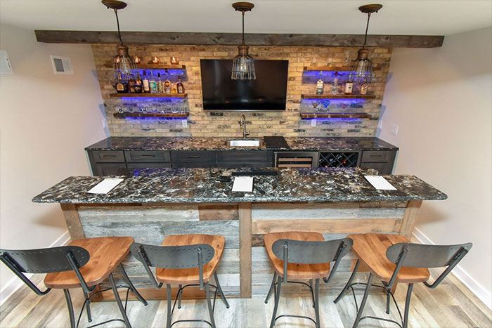 Photo of basement bar.