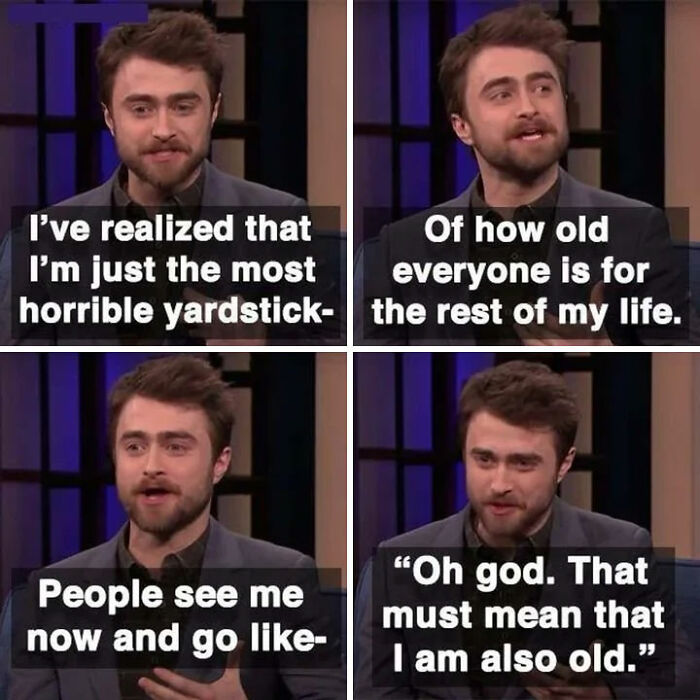 Man humorously discusses feeling old, reflecting on age perceptions with a comedic touch.