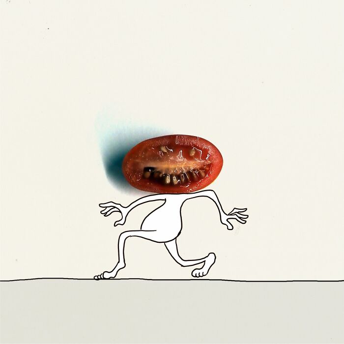 My 20 Illustrations Of The 'Killer' Tomato That Appeared On The Scene While I Was Cutting Vegetables To Cook