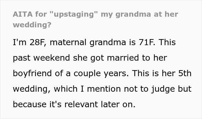 71 Y.O. Bride Accuses Granddaughter Of Upstaging Her, Internet Says She Needs A Reality Check