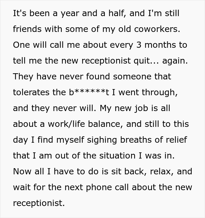 Receptionist Leaves For A Better Job, Learns That 1.5 Years Later Ex-Boss Still Can’t Fill Her Spot