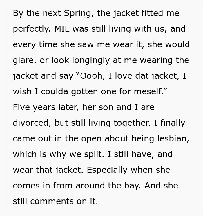 "The Jacket Fitted Me Perfectly": MIL Tries To Body Shame Woman, Regrets It