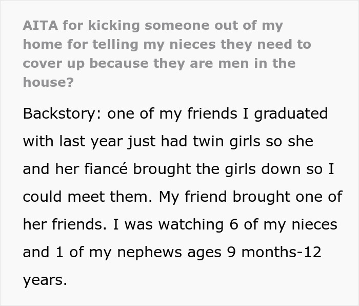 &ldquo;You Won&rsquo;t Make My Nieces Feel Unsafe&rdquo;: Aunt Kicks Out Guest For Policing Girls&rsquo; Outfits