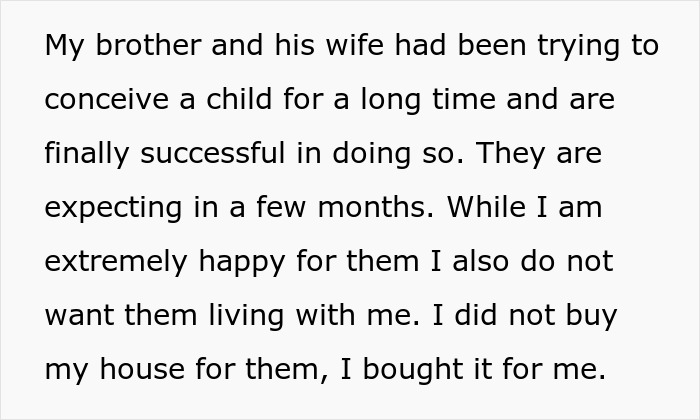 The Internet Weighs In Whether Guy Was A Jerk To Ask Brother And His Pregnant Wife To Move Out