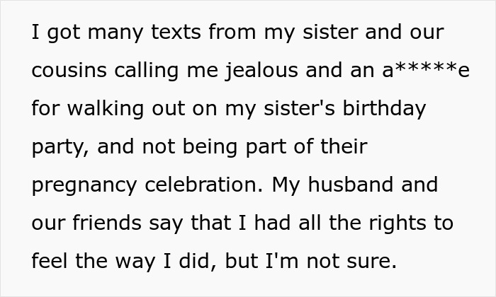 &ldquo;AITA For Walking Out Of My Sister&rsquo;s Birthday Party After She Announced She Was Pregnant?&rdquo;