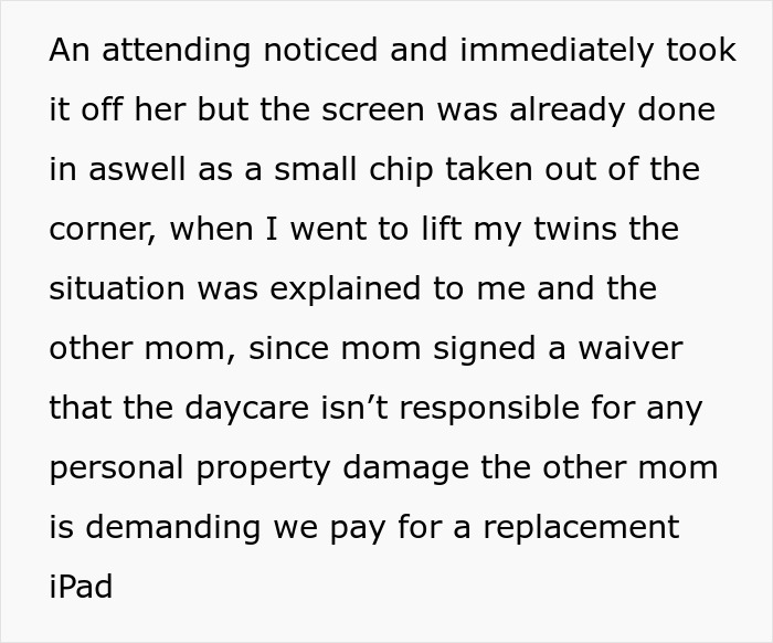 Mom Refuses To Pay For Broken iPad Pro After Parents Leave It With 11-Month-Old At Daycare